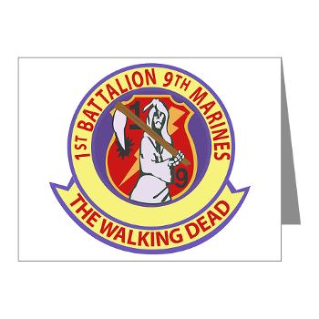 1B9M - M01 - 02 - 1st Battalion - 9th Marines with Text - Note Cards (Pk of 20) - Click Image to Close