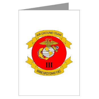HB3M - M01 - 02 - Headquarters Bn - 3rd MARDIV with Text - Greeting Cards (Pk of 10)