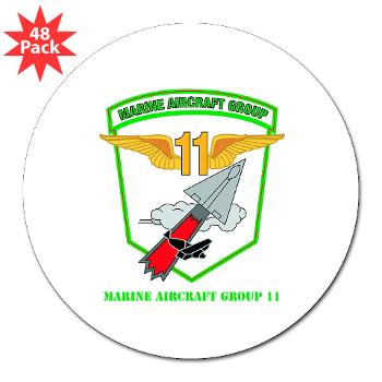MAG11 - M01 - 01 - Marine Aircraft Group 11 with Text - 3" Lapel Sticker (48 pk) - Click Image to Close