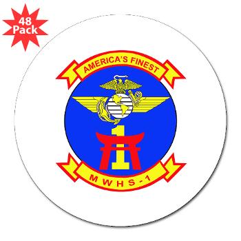 MWHS1 - M01 - 01 - Marine Wing Headquarters Squadron 1 - 3" Lapel Sticker (48 pk)